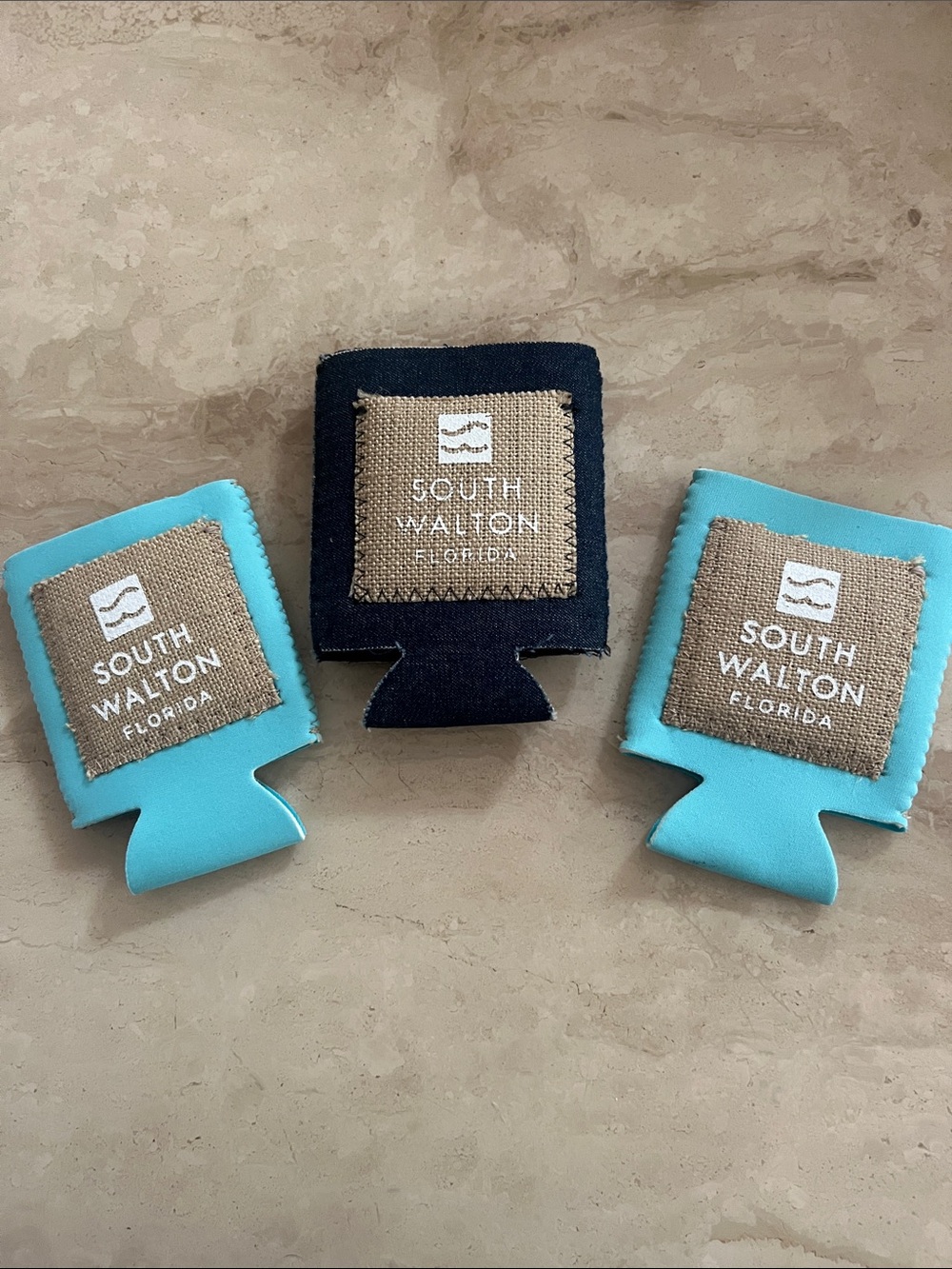 South Walton Florida Neoprene Can Coolers- Turquoise & Navy